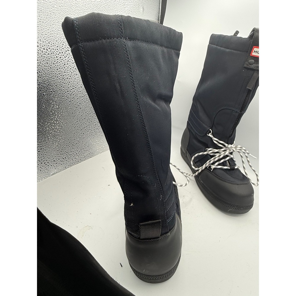 Hunter Original Snow Boots Black Nylon Tall Winter Zip Lace Up Boots - Picture 6 of 11